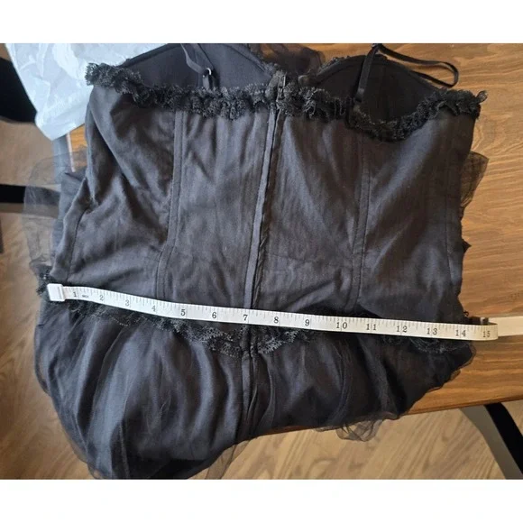 Stunning LIP SERVICE Gothic Whimsy Fairy Gown Corset Dress Black Tulle Lace M - Picture 15 of 15